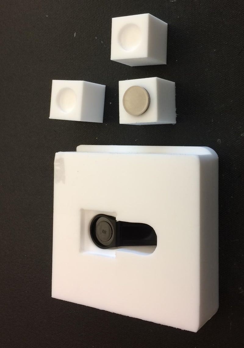 iButton insertion fixture - base block and three dual-sided iButton blocks